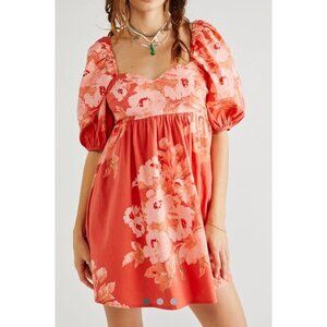 Free People Women Peony Babydoll Dress Femme Combo Orange Pink Size Medium